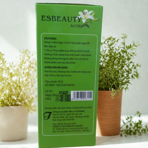 Viên Uống Esbeauty Acne - Giảm Nhờn, Ngừa Mụn, Phục Hồi Da Khỏe & Sáng - Giải Pháp Cho Da Dầu, Mụn Ẩn, Làm Đẹp Từ Bên Trong