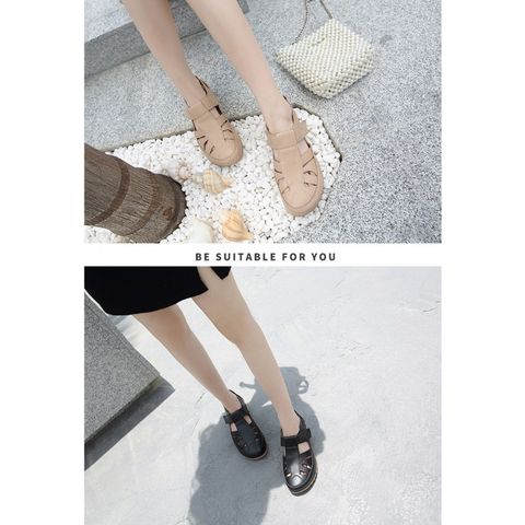 Giày Đế Xuồng Nữ Siêu Nhẹ Mùa Thu - Sandal Đen Be Phù Hợp Đi Học, Đi Làm, Đi Chơi - Thương Hiệu Siketu