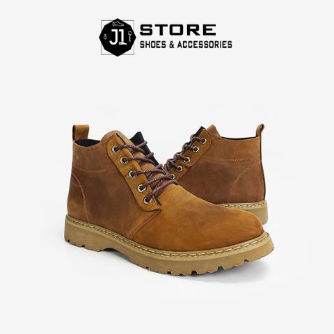 Giày Boot Nam Crazy Horse Da Sáp Cổ Lửng - Thời Trang Đường Phố - Đế Cao Su Siêu Nhẹ - Phong Cách Độc Đáo và Cá Tính