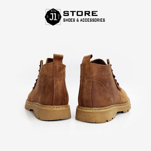 Giày Boot Nam Crazy Horse Da Sáp Cổ Lửng - Thời Trang Đường Phố - Đế Cao Su Siêu Nhẹ - Phong Cách Độc Đáo và Cá Tính