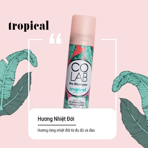 Dầu Gội Khô Colab Tropical 200ml - Dưỡng Tóc Mềm Mượt, Sạch Bồng Bềnh Chỉ Sau 5 Giây, Không Để Lại Vệt Trắng