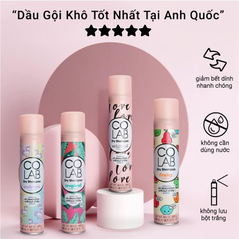 Combo Dầu Gội Khô Colab 200ml - Bộ 5 Mùi Hương Quyến Rũ, Tóc Sạch Bồng Bềnh Trong 5 Giây, Giá Siêu Tiết Kiệm