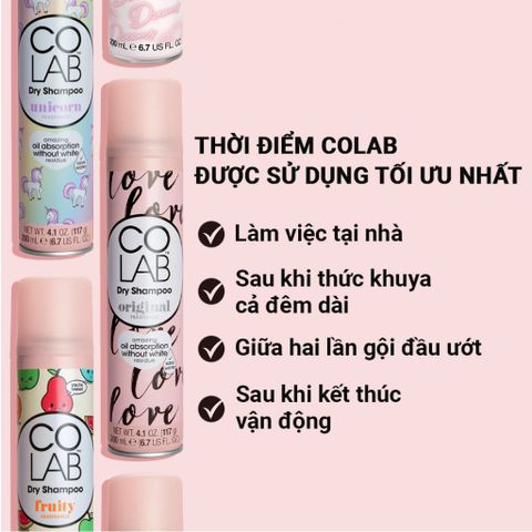 Combo Dầu Gội Khô Colab 200ml - Bộ 5 Mùi Hương Quyến Rũ, Tóc Sạch Bồng Bềnh Trong 5 Giây, Giá Siêu Tiết Kiệm