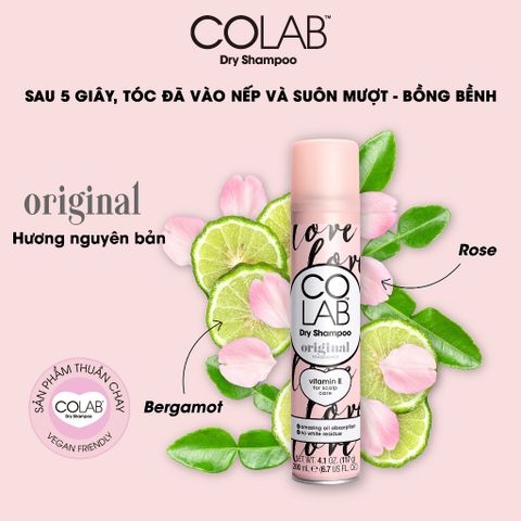 Dầu Gội Khô Colab Original 200ml - Tóc Sạch Bồng Bềnh, Khử Mùi Tức Thì, Hương Dịu Dàng, Tiện Lợi Cho Ngày Bận Rộn