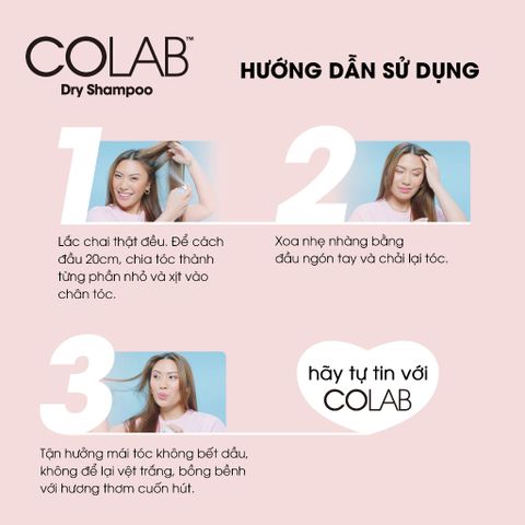 Dầu Gội Khô Colab Original 200ml - Tóc Sạch Bồng Bềnh, Khử Mùi Tức Thì, Hương Dịu Dàng, Tiện Lợi Cho Ngày Bận Rộn