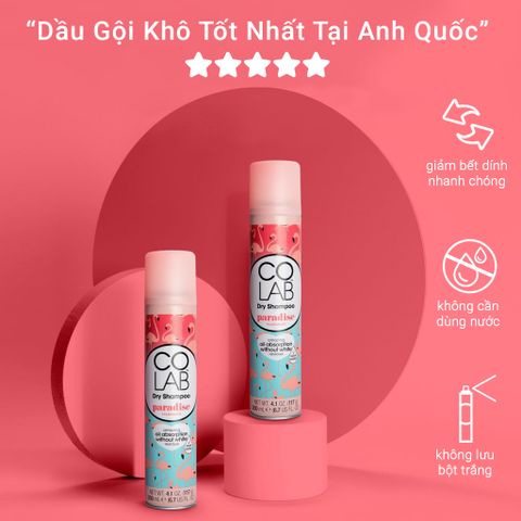 Dầu Gội Khô Colab Paradise 200ml - Tóc Sạch Bồng Bềnh Mềm Mượt Chỉ Sau 5 Giây, Dưỡng Tóc Tự Nhiên, Thân Thiện Cho Tóc Nhuộm