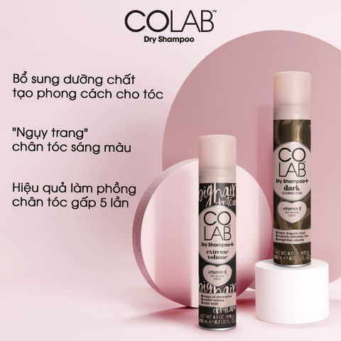 Dầu Gội Khô COLAB Extreme Volume 200ml - Phồng Tóc Gấp 5 Lần Với Hương Cam Chanh & Hoa Hồng, Giải Pháp Cho Tóc Bết Dầu