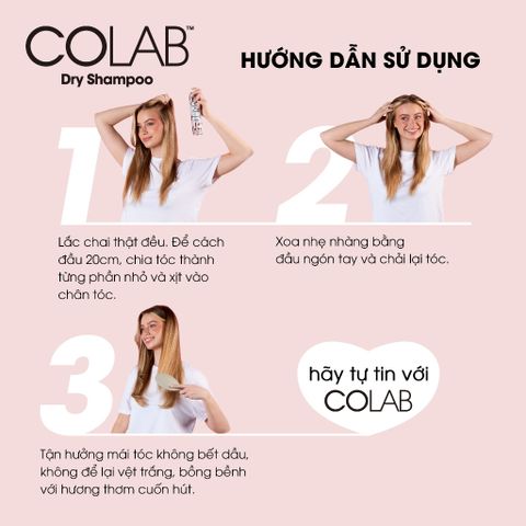 Dầu Gội Khô Colab Mini 50ml - Dầu gội du lịch, làm sạch tóc bồng bềnh chỉ trong 5 giây, không để lại vệt trắng, mùi hương lâu.
