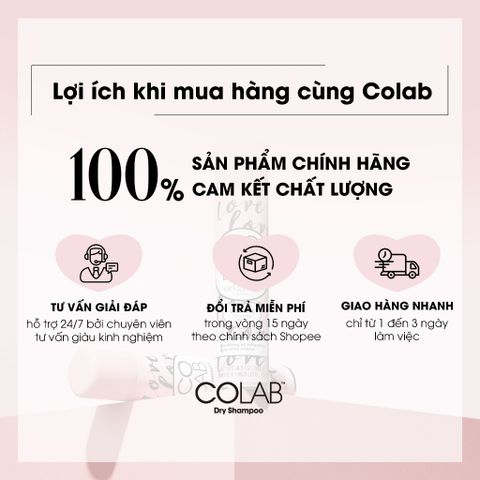 Dầu Gội Khô Colab Mini 50ml - Dầu gội du lịch, làm sạch tóc bồng bềnh chỉ trong 5 giây, không để lại vệt trắng, mùi hương lâu.