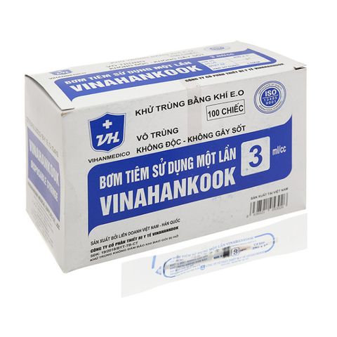 Bơm Kim Tiêm 3cc/5cc Vinahankook Vô Trùng - Dụng Cụ Y Tế Sử Dụng 1 Lần - Không Độc, Không Gây Sốt