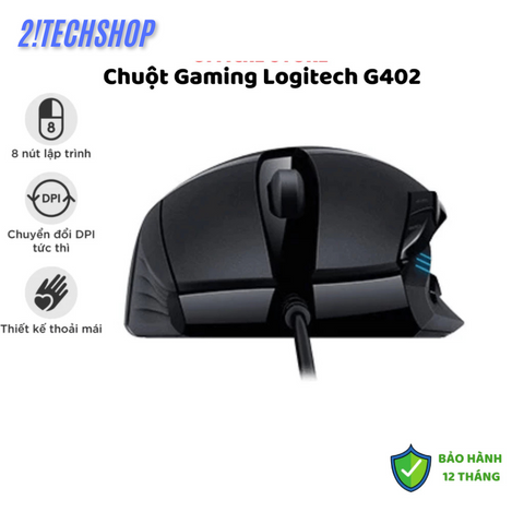 Chuột Gaming Dây Logitech G402 Hyperion Fury - 4000 DPI, LED RGB, Siêu Nhạy, Tốc Độ Cao, Phụ Kiện Game Thủ Chuyên Nghiệp