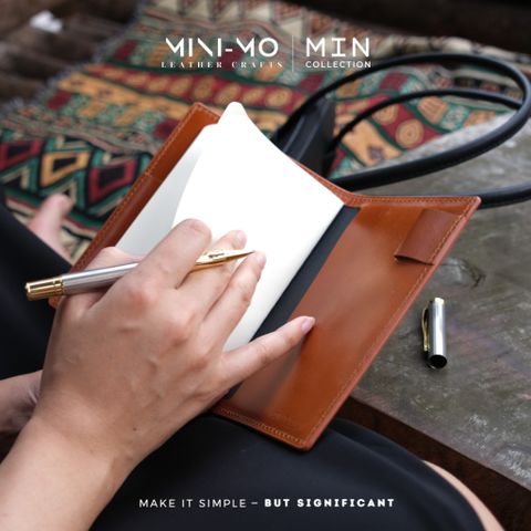 Sổ Tay Ghi Chép MINI-MO Bìa Da Thật A6 - Sản Phẩm Thủ Công Chống Thấm Nước, Bảo Hành Trọn Đời SA6-01