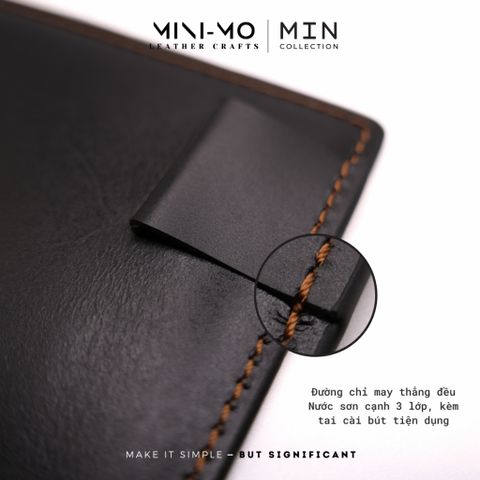 Sổ Tay Ghi Chép MINI-MO Bìa Da Thật A6 - Sản Phẩm Thủ Công Chống Thấm Nước, Bảo Hành Trọn Đời SA6-01
