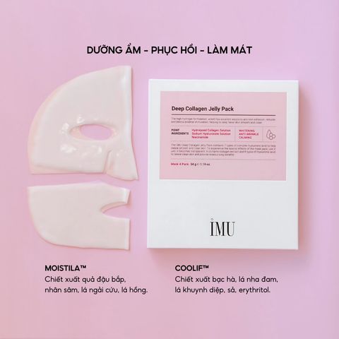 Combo 4 Hộp Mặt Nạ Thạch Collagen Hàn Quốc IMU Deep Collagen Jelly Pack - Dưỡng Ẩm, Chống Lão Hóa, Làm Sáng Da, Hydrogel 34g