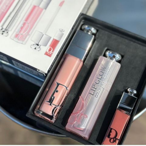 Bộ sản phẩm Son Dưỡng Môi Dior Addict Lip Glow 001 & Maximizer 038 - 3 Cây Mini Sang Trọng Dưỡng Môi Mướt Mịn