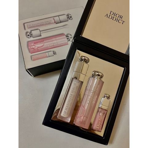 Bộ sản phẩm Son Dưỡng Môi Dior Addict Lip Glow 001 & Maximizer 038 - 3 Cây Mini Sang Trọng Dưỡng Môi Mướt Mịn