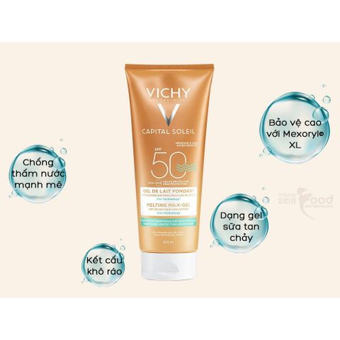 Kem Chống Nắng Toàn Thân Vichy Gel Sữa SPF 50 PA+++ 200ml - Dưỡng Ẩm, Không Gây Nhờn Rít, An Toàn Cho Mọi Loại Da
