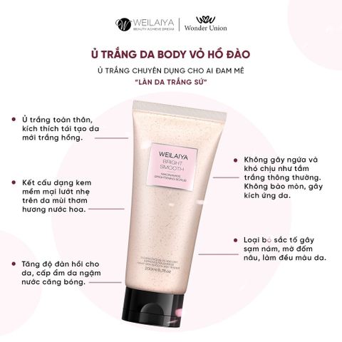 Kem Tẩy Tế Bào Chết Weilaiya 200ml - Ủ Trắng Da Niacinamide, Dưỡng Ẩm Cho Da Sáng Mịn Không Kích Ứng
