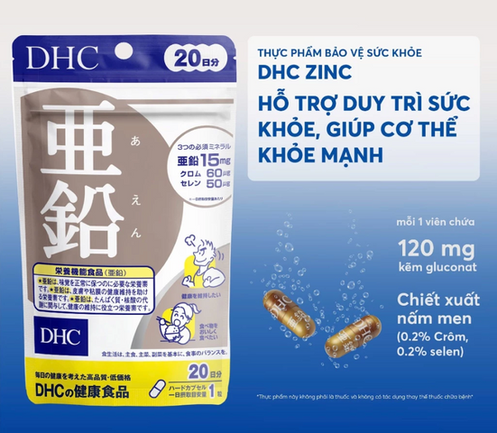 Viên Uống Bổ Sung Kẽm DHC ZinC 20 & 60 Ngày - Thực Phẩm Bảo Vệ Sức Khỏe Hỗ Trợ Duy Trì Mái Tóc Khỏe Mạnh, Da Mịn Màng