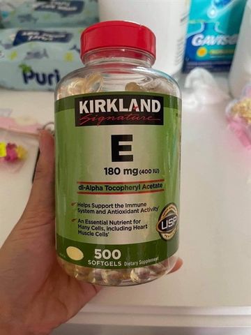 Vitamin E Thiên Nhiên 400 I.U Kirkland Signature 500 Viên - Hỗ trợ sức khỏe và làm đẹp da, chống lão hóa hiệu quả