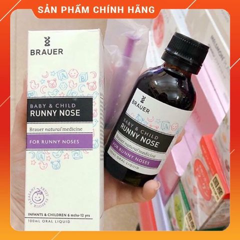 Siro Sổ Mũi Brauer Runny Nose 100ml - Thảo Dược Thiên Nhiên Cho Bé Từ 6 Tháng, An Toàn, Dễ Uống, Hiệu Quả Nhanh Chóng