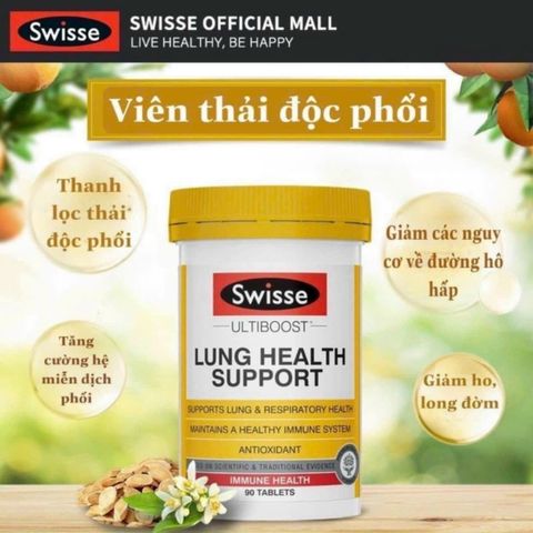 Viên Uống Giải Độc Phổi Swisse Lung Health Support 90 Viên - Hỗ Trợ Thở Dễ Dàng, Thanh Lọc Ô Nhiễm, Bảo Vệ Phổi