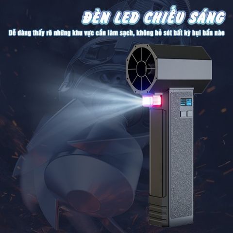 Máy tạo gió, thổi bụi, nước, lá cây cầm tay Booster TF-64 - tốc độ cao, có đèn soi, pin sạc
