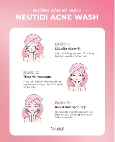 Sữa Rửa Mặt Neutidi Acne Wash 100gr - Giảm Mụn, Sạch Da Dầu, Chứa 1,5% Axit Salicylic - Chăm Sóc Da Hiệu Quả cho Da Dầu Mụn