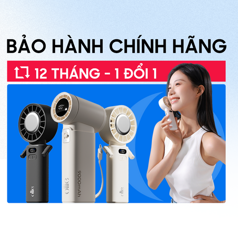 Quạt Cầm Tay Mini Gấp Gọn Ollie - Quạt Tích Điện 100 Cấp Độ, Gió Mạnh 8m/s, Pin 3600mAh, Thiết Kế Đeo Cổ Tiện Lợi