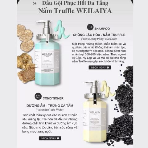 Bộ Dầu Gội Xả Phục Hồi Đa Tầng Nấm Truffle Weilaiya 450ml - Chăm Sóc Tóc Hư Tổn, Dưỡng ẩm Và Chống Oxy Hóa