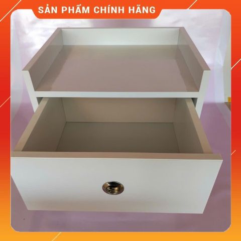 Tủ Đầu Giường Nhựa Cao Cấp 2 Ngăn Kéo Có Khóa Màu Trắng - Sản Phẩm Đã Lắp Sẵn, Tiện Ích Cho Không Gian Sống