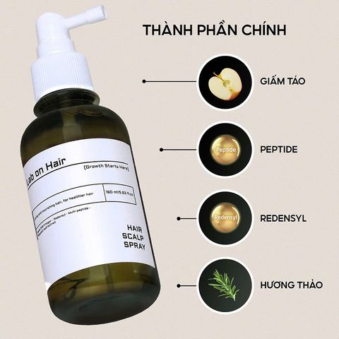 Xịt Dưỡng Tóc Lab On Hair 160ml - Hỗ Trợ Mọc Tóc Giấm Táo, Redensyl, Multi Peptide, Chiết Xuất Hương Thảo