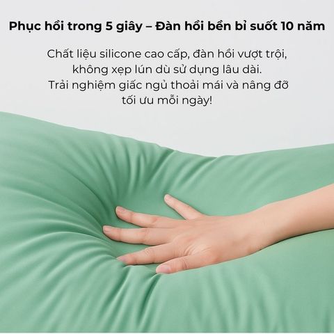 Gối Ngủ Cao Cấp Lasante Green Pearl – Bông Lông Vũ Mềm Mại, Không Xẹp, Kích Thước Lớn 45x65cm và 50x70cm, Chất Liệu Tự Nhiên