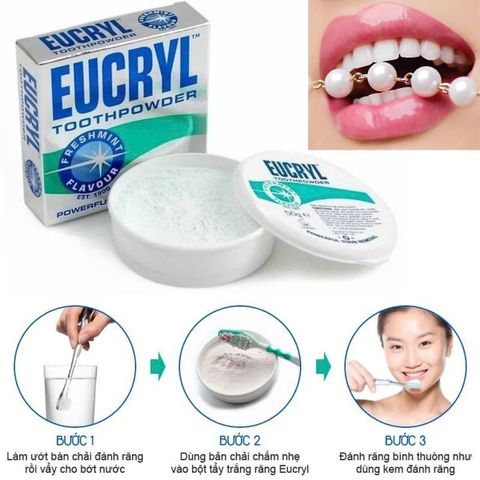 Bột Đánh Răng Tẩy Trắng Eucryl 50g - Giúp Trắng Răng, Loại Bỏ Mảng Bám, Chăm Sóc Răng Miệng Hiệu Quả, Xuất Xứ Anh Quốc