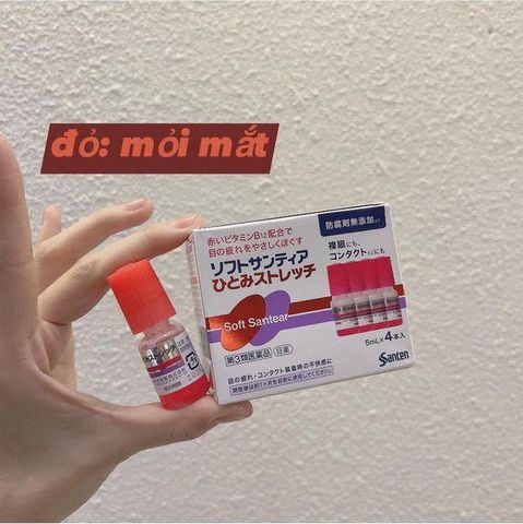 Santen Nước Nhỏ Mắt Soft Santear Hitomi Stretch 5ml x 4 chai Đỏ Mỏi Mắt Nhật Bản