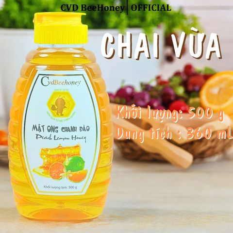 Mật Ong Chanh Đào Nguyên Chất CVDBEEHONEY 500g - Tăng Đề Kháng, Hỗ Trợ Sức Khỏe, Làm Đẹp Da Từ Thiên Nhiên