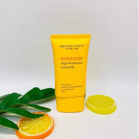 Kem Chống Nắng Da Mặt Princess White SPF 50 PA+++ 60ml - Bảo Vệ Da Toàn Diện, Ngăn UV và Dưỡng Ẩm, Cấp Nhìn Rạng Rỡ