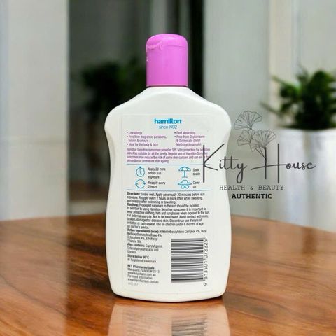 Kem Chống Nắng Hamilton Sensitive SPF 50+ Lotion 265ml - Chống Nắng Cho Da Nhạy Cảm, Không Hương Liệu, Chống Nước 4 Giờ
