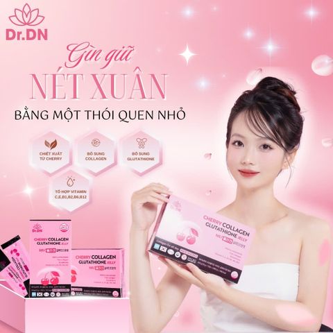 Thạch Cherry Collagen Glutathione Dr.DN - Cải Thiện Độ Đàn Hồi, Làm Sáng Da, Hỗ Trợ Giảm Nếp Nhăn, Hương Vị Ngon, Tiện Lợi Sử Dụng