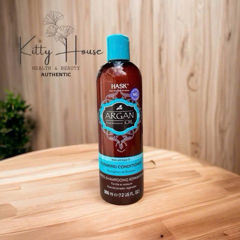 Bộ Dầu Gội và Dầu Xả Hask Argan Oil Morocco 355ml - Phục Hồi Tóc Hư Tổn, Dưỡng Ẩm, Chăm Sóc Tóc Khô, Mượt Mà, Hương Cam Dịu Dàng