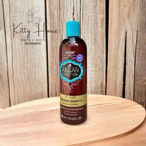Bộ Dầu Gội và Dầu Xả Hask Argan Oil Morocco 355ml - Phục Hồi Tóc Hư Tổn, Dưỡng Ẩm, Chăm Sóc Tóc Khô, Mượt Mà, Hương Cam Dịu Dàng
