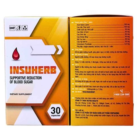 Viên Uống Insuherb Hỗ Trợ Hạ Đường Huyết - Ngừa Biến Chứng Tiểu Đường (Hộp 30 Viên)