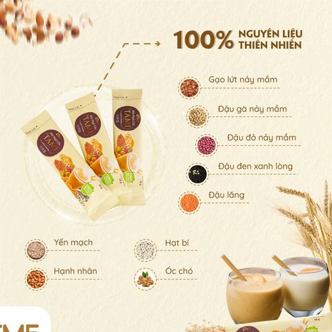 Bột Ngũ Cốc Nảy Mầm Tami 900g - 50 Gói Ít Ngọt Dinh Dưỡng Giảm Cân và Ăn Kiêng Tâm Minh Foods
