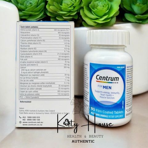 Viên Uống Vitamin Tổng Hợp Centrum For Men 90V - Hỗ Trợ Năng Lượng, Miễn Dịch, Cơ Bắp và Tim Mạch Khỏe Mạnh cho Nam Giới