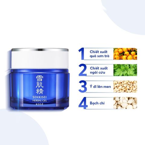 Kem Dưỡng Ẩm Mặt Nạ Ngủ Kosé SEKKISEI HERBAL GEL 80g - Đa Năng 6 Trong 1, Chăm Sóc Da Mặt Khỏe Mạnh, Rạng Rỡ Nhật Bản