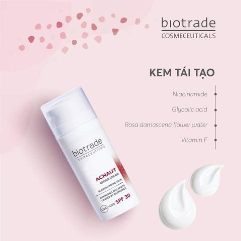 Kem Dưỡng Biotrade Acnaut Repair Cream 30ml - Ngừa Sẹo, Tái Tạo Da Sau Mụn, Loại Bỏ Đốm Đỏ, Chống Nắng SPF 30, Chống Oxy Hóa
