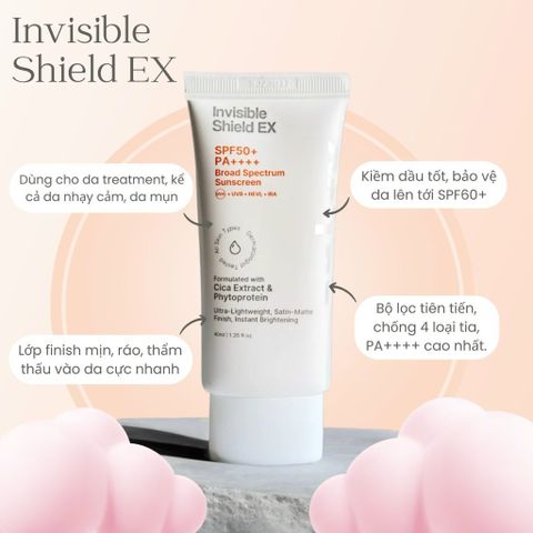 Kem Chống Nắng EPI-RX Invisible Shield Ex SPF50+ / PA++++ - Phổ Rộng, Siêu Mỏng Nhẹ, Nâng Tone, Kiềm Dầu Cho Mọi Loại Da