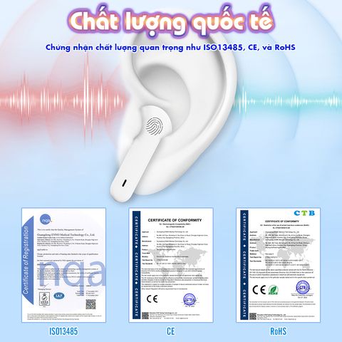 Tai Nghe Trợ Thính Không Dây FUNMIC EN-D19 Cao Cấp - Thiết Kế Nhỏ Gọn, Âm Thanh Sống Động Cho Người Già, Người Điếc, Lãng Tai