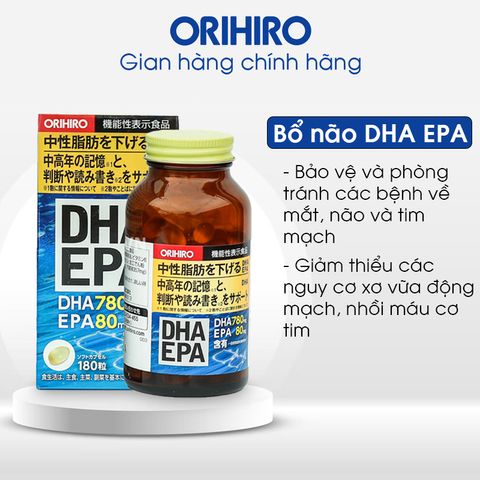 Viên uống bổ não DHA EPA Orihiro 180 viên - Tăng cường trí nhớ và sức khỏe não bộ từ Nhật Bản, Giải pháp cho người cao tuổi và trẻ em