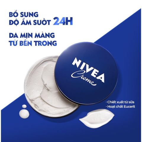 Kem Dưỡng Ẩm Da NIVEA Crème 169g - Chống Nẻ Da, Cung Cấp Độ Ẩm 24 Giờ, Nội Địa Nhật Bản, Dành Cho Da Khô và Phụ Nữ Mang Thai